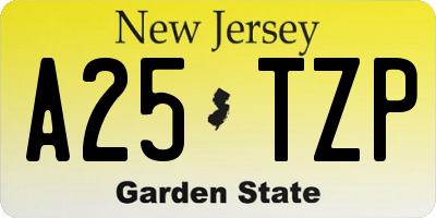 NJ license plate A25TZP
