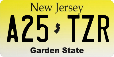 NJ license plate A25TZR