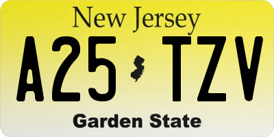 NJ license plate A25TZV