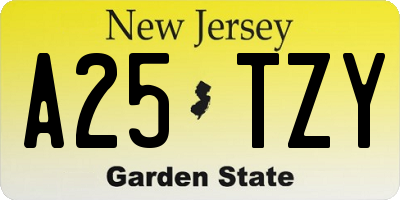 NJ license plate A25TZY