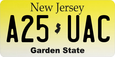 NJ license plate A25UAC