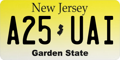 NJ license plate A25UAI