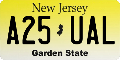 NJ license plate A25UAL