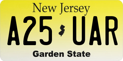 NJ license plate A25UAR