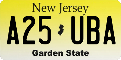 NJ license plate A25UBA
