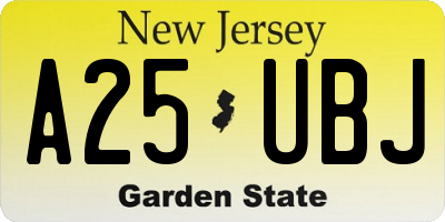 NJ license plate A25UBJ
