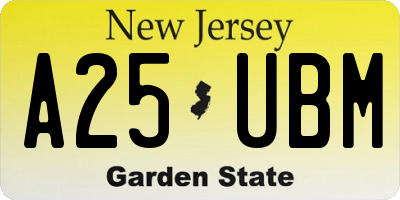 NJ license plate A25UBM
