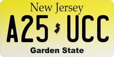 NJ license plate A25UCC
