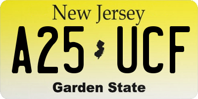 NJ license plate A25UCF
