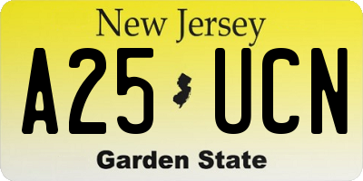 NJ license plate A25UCN
