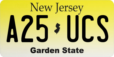 NJ license plate A25UCS