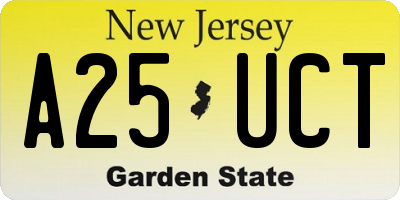 NJ license plate A25UCT