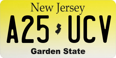 NJ license plate A25UCV