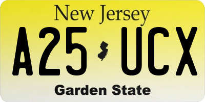 NJ license plate A25UCX