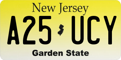 NJ license plate A25UCY