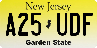 NJ license plate A25UDF