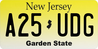 NJ license plate A25UDG