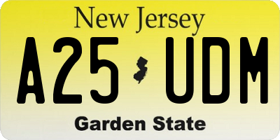 NJ license plate A25UDM