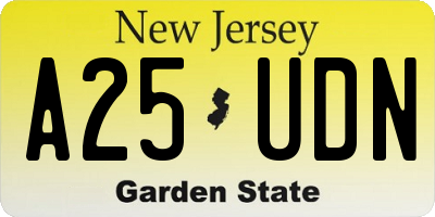 NJ license plate A25UDN