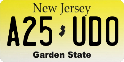 NJ license plate A25UDO
