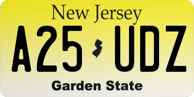 NJ license plate A25UDZ