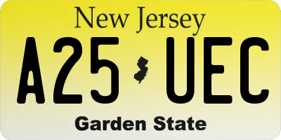 NJ license plate A25UEC