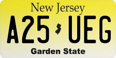 NJ license plate A25UEG