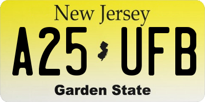 NJ license plate A25UFB
