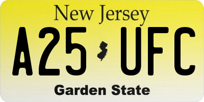 NJ license plate A25UFC