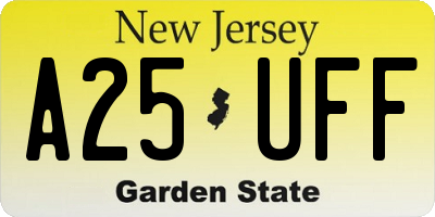 NJ license plate A25UFF