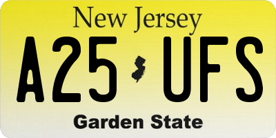 NJ license plate A25UFS