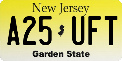 NJ license plate A25UFT