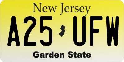 NJ license plate A25UFW