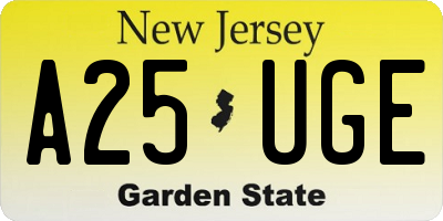NJ license plate A25UGE