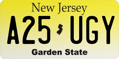 NJ license plate A25UGY