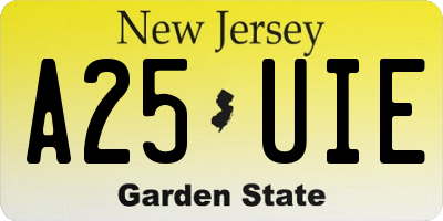 NJ license plate A25UIE