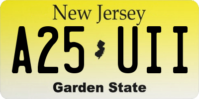 NJ license plate A25UII