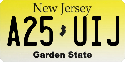 NJ license plate A25UIJ