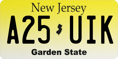 NJ license plate A25UIK