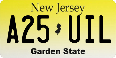 NJ license plate A25UIL