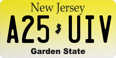 NJ license plate A25UIV