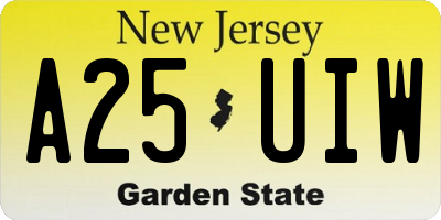 NJ license plate A25UIW