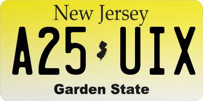 NJ license plate A25UIX