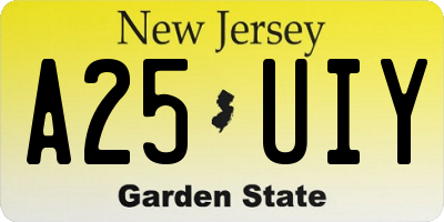 NJ license plate A25UIY