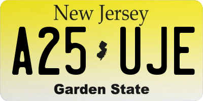 NJ license plate A25UJE