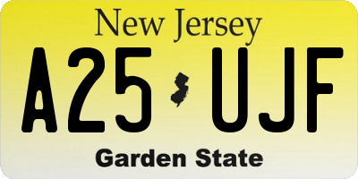 NJ license plate A25UJF