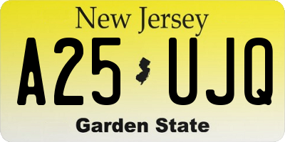 NJ license plate A25UJQ