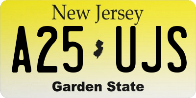 NJ license plate A25UJS
