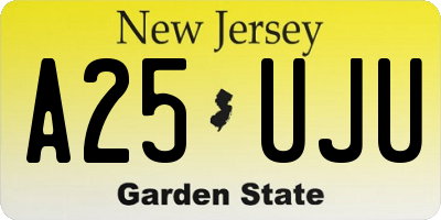 NJ license plate A25UJU