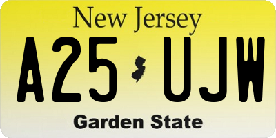 NJ license plate A25UJW